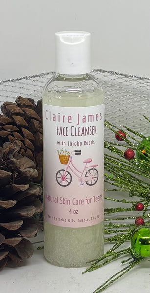 Gentle Facial Cleanser with Jojoba Beads 4 oz-Claire James Collection for Teens